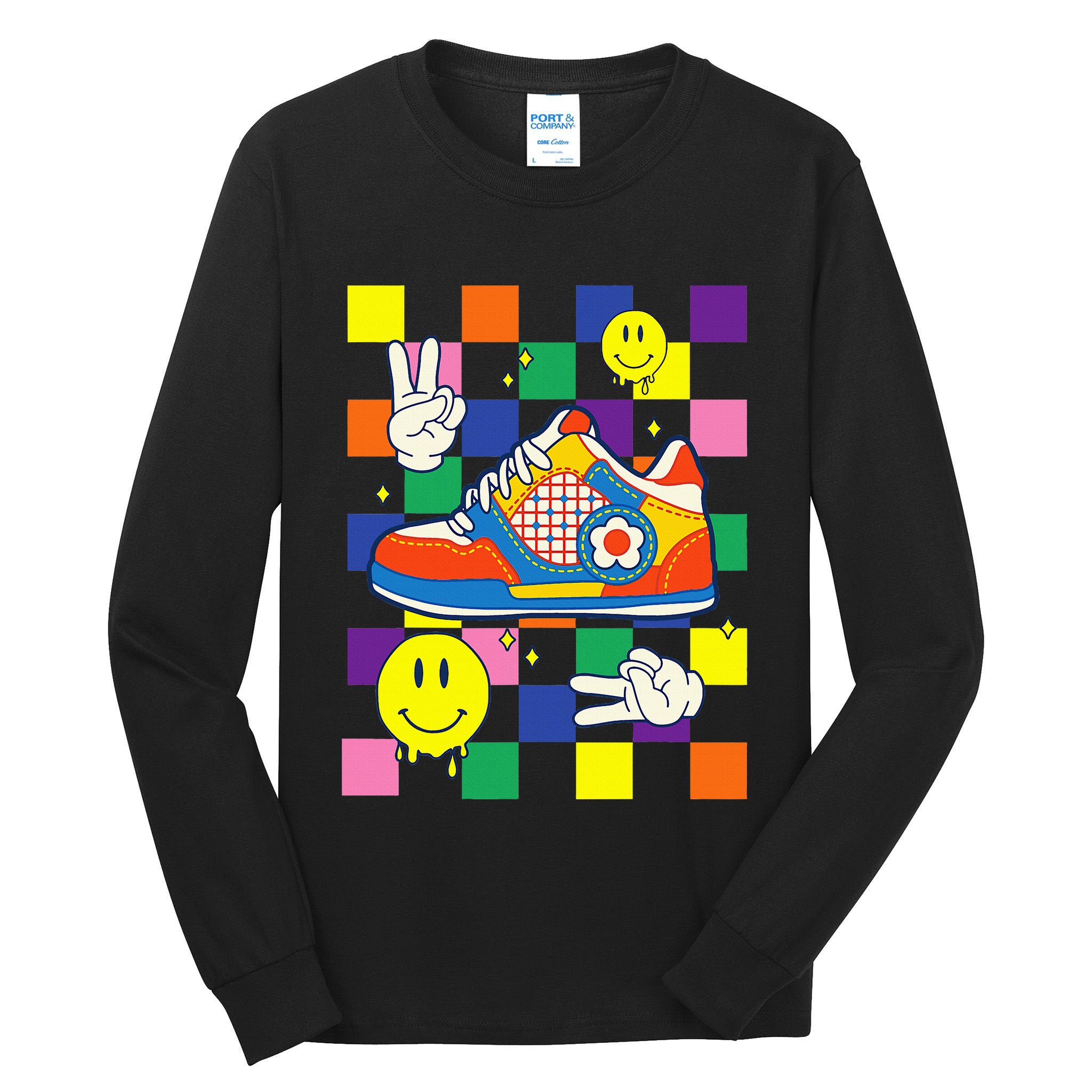 Core Aesthetic Sneaker Fabric Patches Alt Clothing Tall Long Sleeve T-Shirt