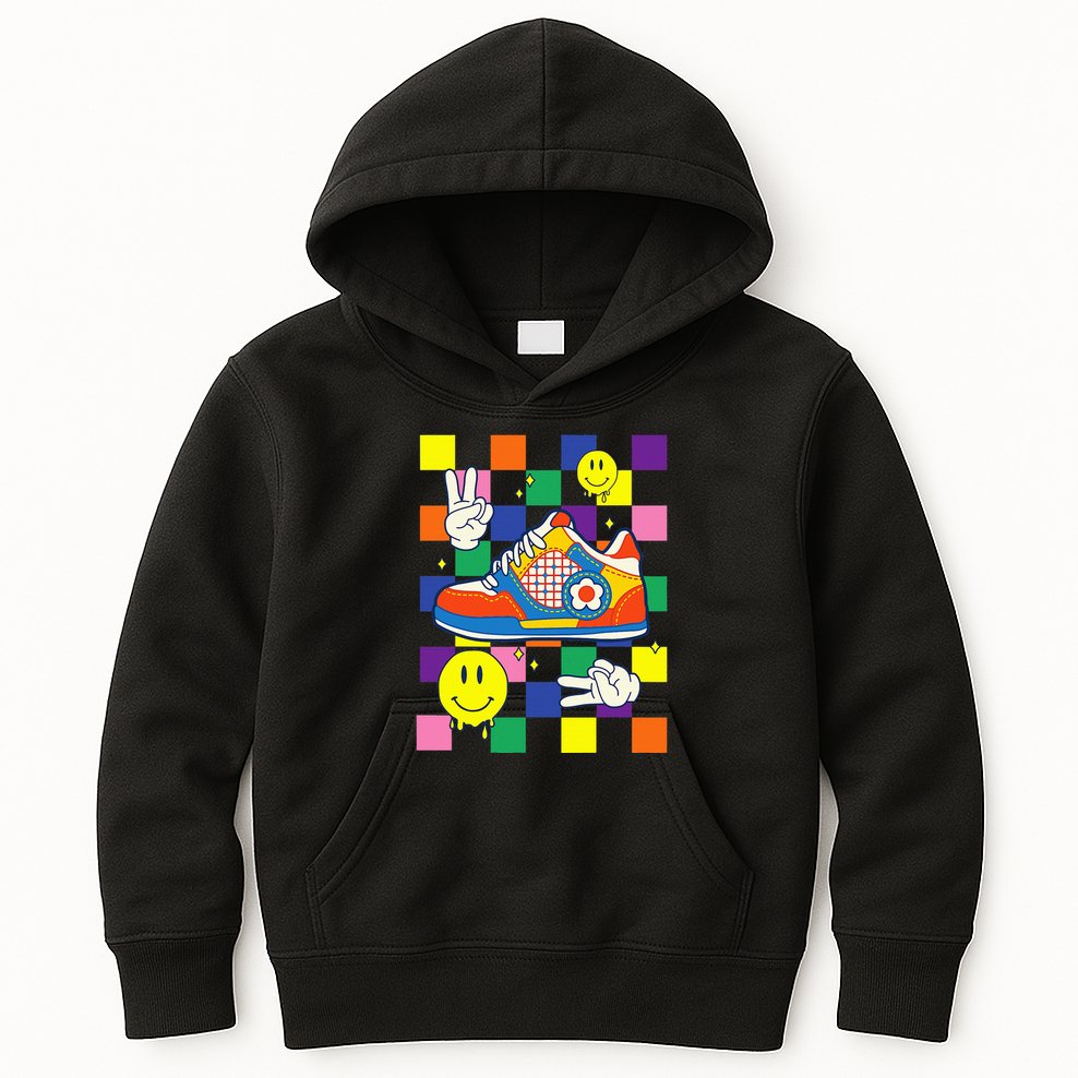 Core Aesthetic Sneaker Fabric Patches Alt Clothing Kids Hoodie