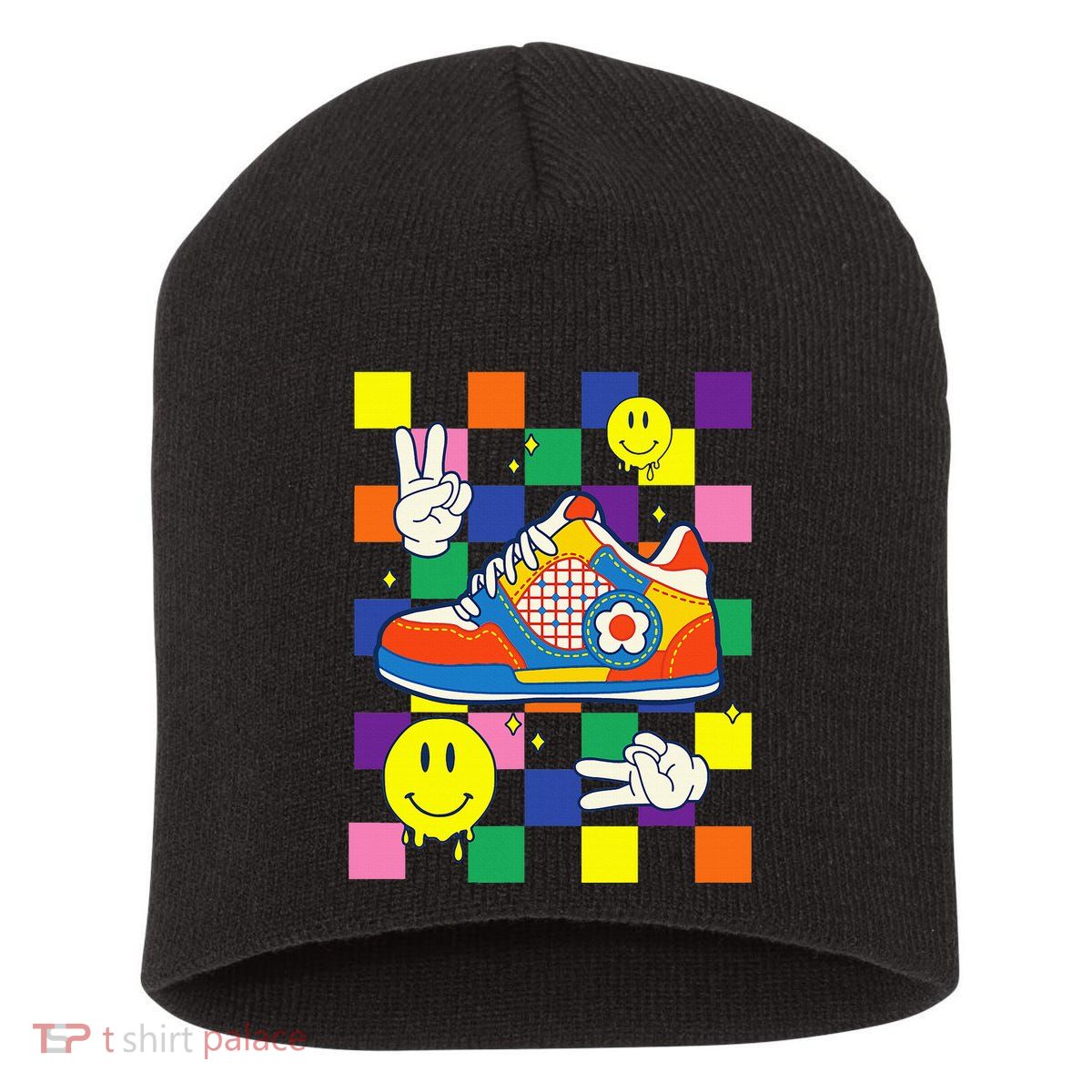 Core Aesthetic Sneaker Fabric Patches Alt Clothing Short Acrylic Beanie
