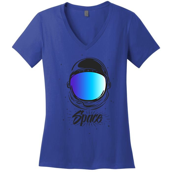 Cool Astronaut Space Helmet Gift Space Astronaut Graphic Gift Women's V-Neck T-Shirt