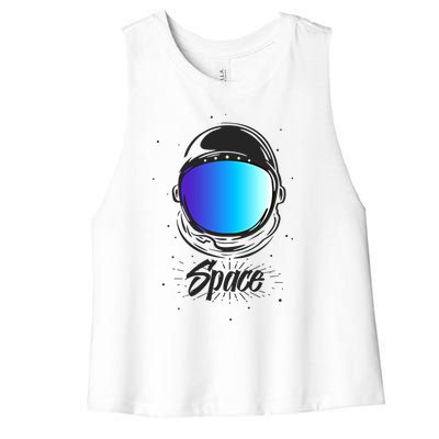 Cool Astronaut Space Helmet Gift Space Astronaut Graphic Gift Women's Racerback Cropped Tank