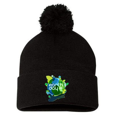 Cool Abstract Shapes Earth Day Pom Pom 12in Knit Beanie