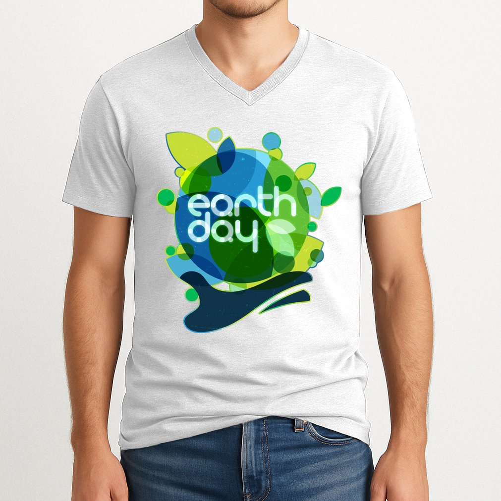 Cool Abstract Shapes Earth Day V-Neck T-Shirt