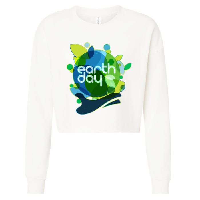 Cool Abstract Shapes Earth Day Cropped Pullover Crew