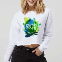 Cool Abstract Shapes Earth Day Cropped Pullover Crew