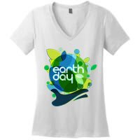 Cool Abstract Shapes Earth Day Women's V-Neck T-Shirt