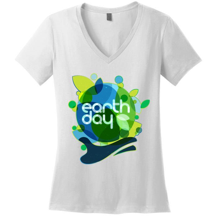 Cool Abstract Shapes Earth Day Women's V-Neck T-Shirt