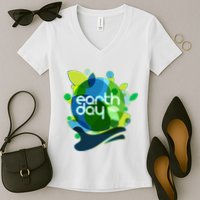 Cool Abstract Shapes Earth Day Women's V-Neck T-Shirt