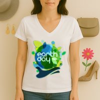 Cool Abstract Shapes Earth Day Women's V-Neck T-Shirt