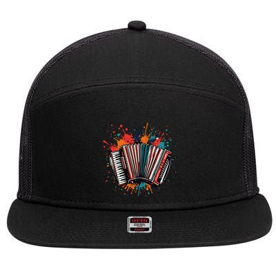 Colorful Accordion Splash 7 Panel Mesh Trucker Snapback Hat