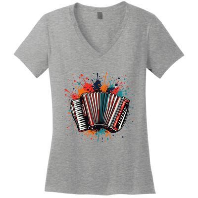 Colorful Accordion Splash Women's V-Neck T-Shirt