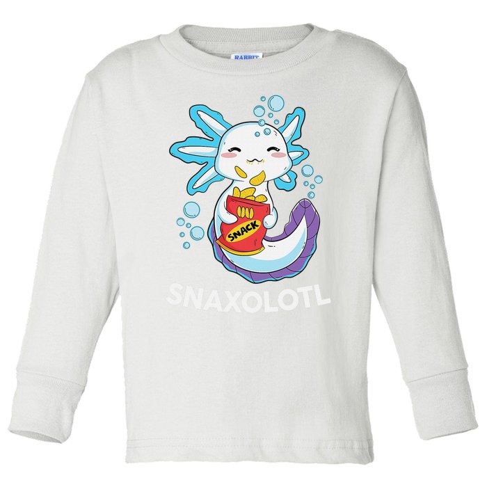 Cute Axolotl Snaxolotl Shirt Kawaii Anime Funny Toddler Long Sleeve Shirt