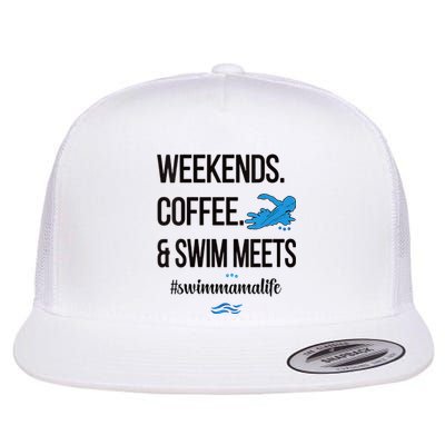 Coffee And Swim Meets Swim Mama Life Swimmer Mom Flat Bill Trucker Hat