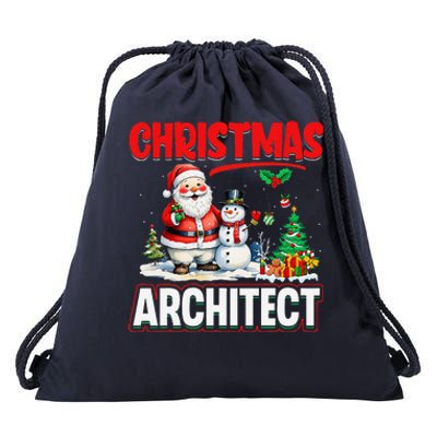 Christmas Architect Santa Snowman Architecture Xmas Holiday Drawstring Bag