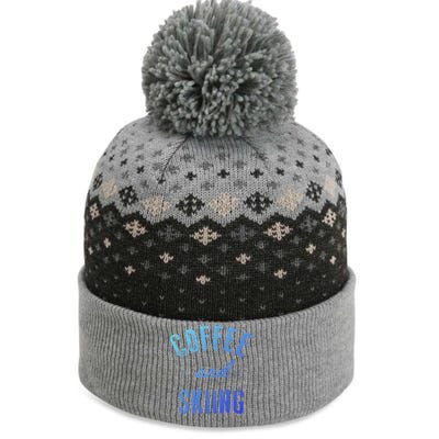 Coffee And Skiing Gift Funny Cute Caffeine Gift The Baniff Cuffed Pom Beanie