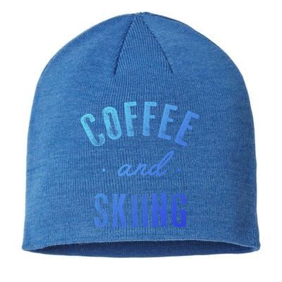 Coffee And Skiing Gift Funny Cute Caffeine Gift Sustainable Beanie