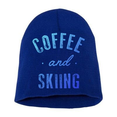 Coffee And Skiing Gift Funny Cute Caffeine Gift Short Acrylic Beanie