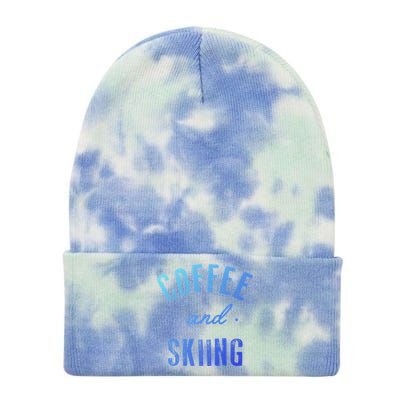 Coffee And Skiing Gift Funny Cute Caffeine Gift Tie Dye 12in Knit Beanie