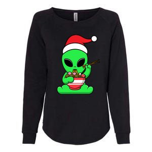 Cute Alien Santa Claus Ramen Womens California Wash Sweatshirt