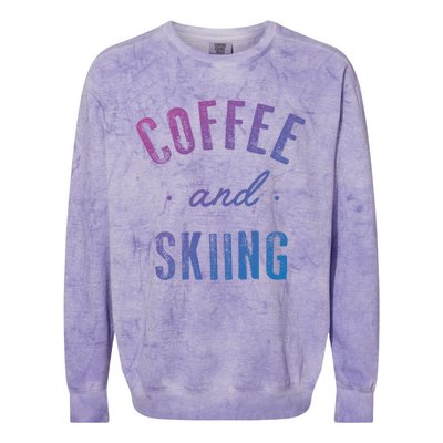 Coffee And Skiing Gift Funny Cute Caffeine Gift Colorblast Crewneck Sweatshirt