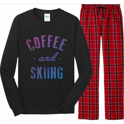 Coffee And Skiing Gift Funny Cute Caffeine Gift Long Sleeve Pajama Set