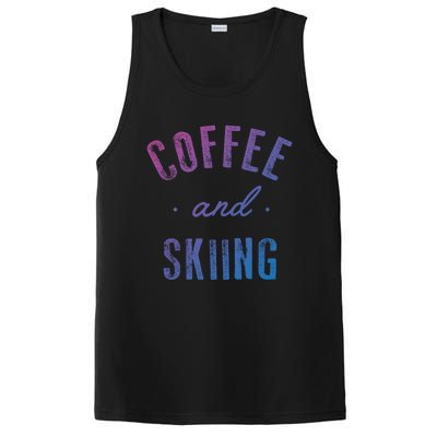 Coffee And Skiing Gift Funny Cute Caffeine Gift PosiCharge Competitor Tank