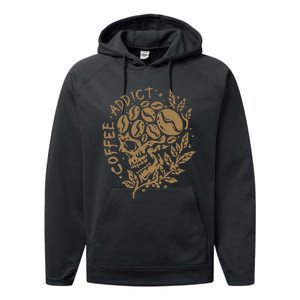 Coffee Addict Skull For Lovers Of Caffeine Performance Fleece Hoodie