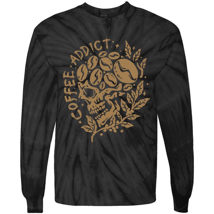 Coffee Addict Skull For Lovers Of Caffeine Tie-Dye Long Sleeve Shirt