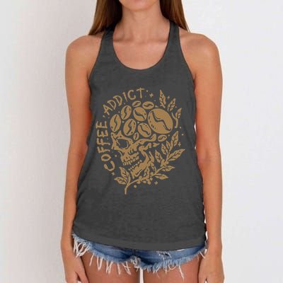 Coffee Addict Skull For Lovers Of Caffeine Women's Knotted Racerback Tank