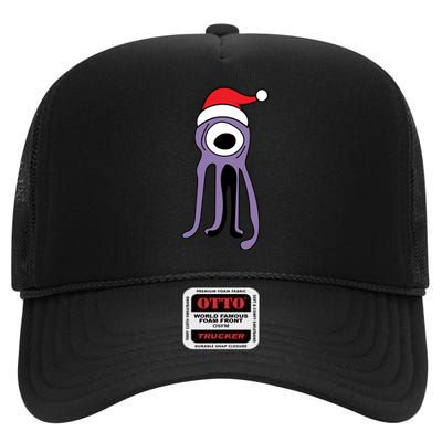 Cute Alien Santa Claus High Crown Mesh Back Trucker Hat