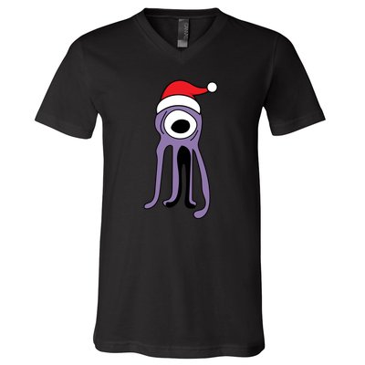 Cute Alien Santa Claus V-Neck T-Shirt