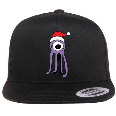 Cute Alien Santa Claus Flat Bill Trucker Hat