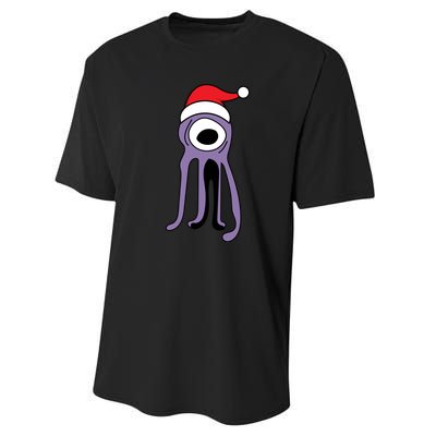 Cute Alien Santa Claus Performance Sprint T-Shirt