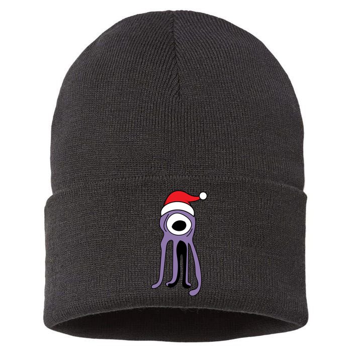 Cute Alien Santa Claus Sustainable Knit Beanie