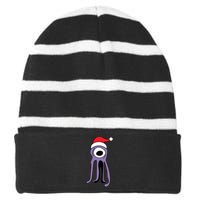 Cute Alien Santa Claus Striped Beanie with Solid Band