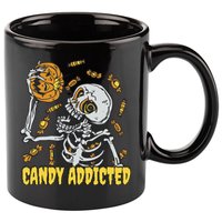 Candy Addicted Skeleton Halloween 11oz C Handle Ceramic Mug