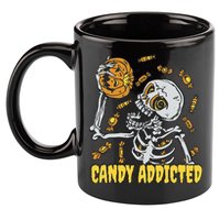 Candy Addicted Skeleton Halloween 11oz C Handle Ceramic Mug