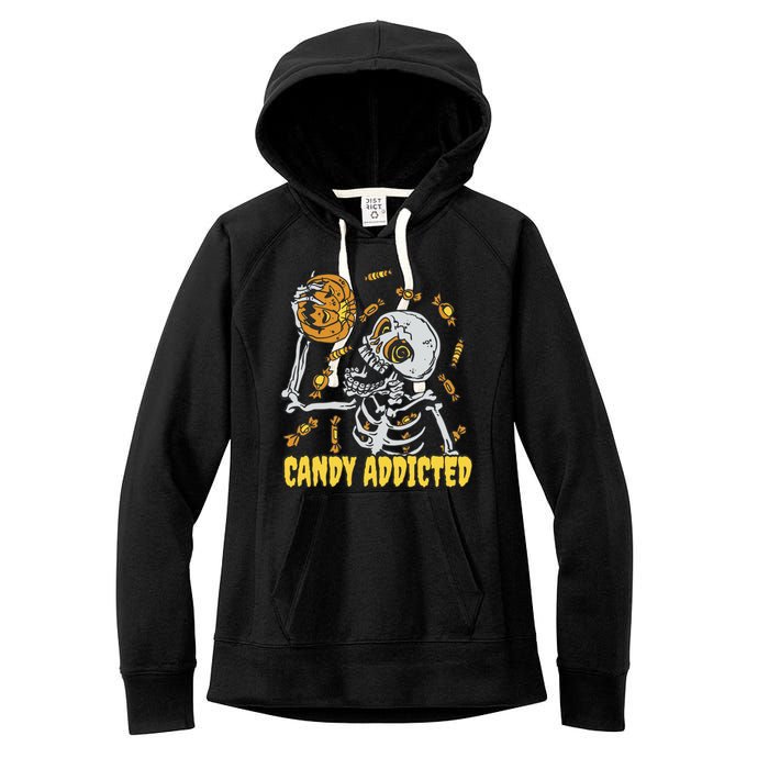 Candy Addicted Skeleton Halloween Women's Fleece Hoodie