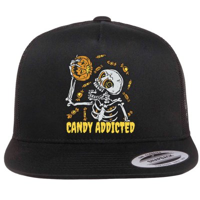 Candy Addicted Skeleton Halloween Flatbill Hat