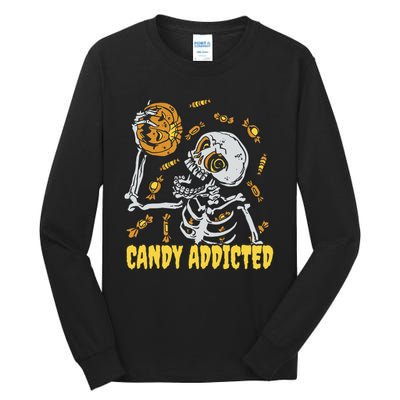 Candy Addicted Skeleton Halloween Tall Long Sleeve T-Shirt