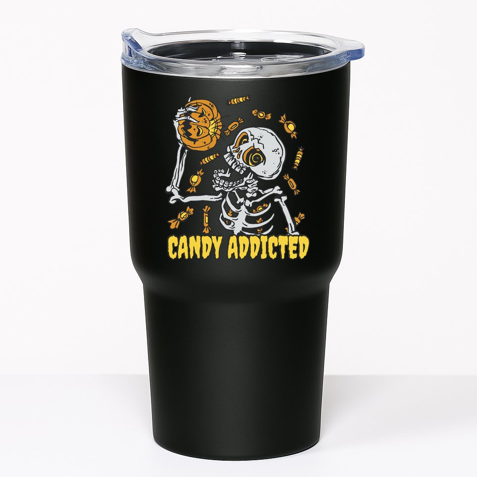 Candy Addicted Skeleton Halloween Tumbler