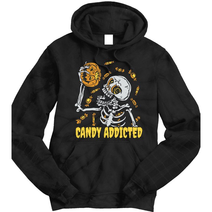 Candy Addicted Skeleton Halloween Tie Dye Hoodie