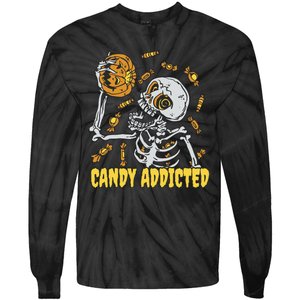 Candy Addicted Skeleton Halloween Tie-Dye Long Sleeve Shirt