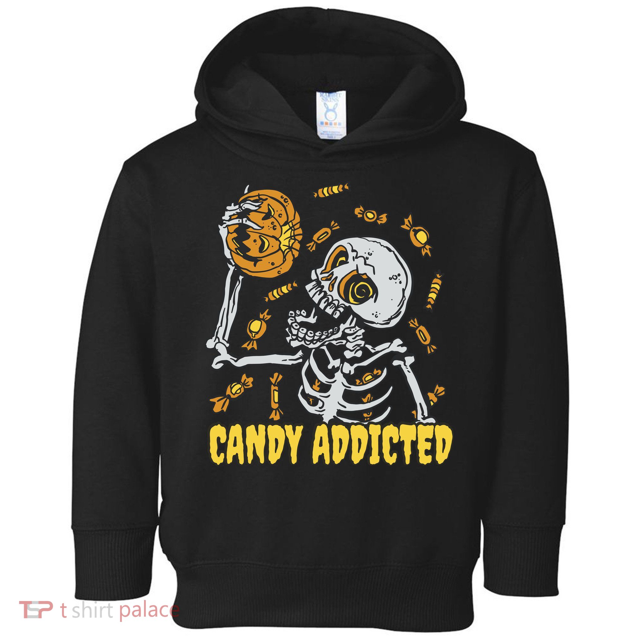 Candy Addicted Skeleton Halloween Toddler Hoodie