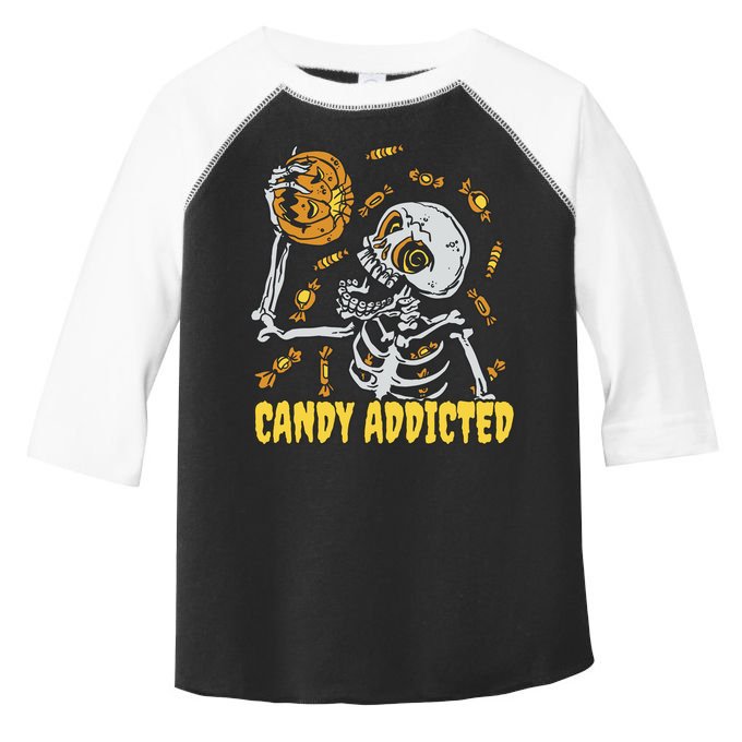 Candy Addicted Skeleton Halloween Toddler Fine Jersey T-Shirt