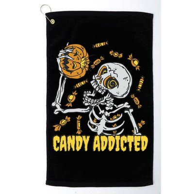 Candy Addicted Skeleton Halloween Golf Towel