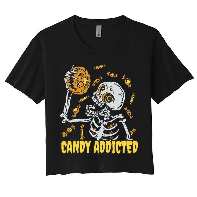 Candy Addicted Skeleton Halloween Crop Top