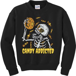 Candy Addicted Skeleton Halloween Kids Sweatshirt