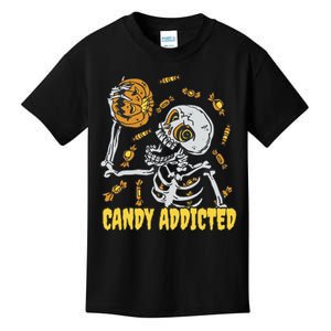 Candy Addicted Skeleton Halloween Kids T-Shirt