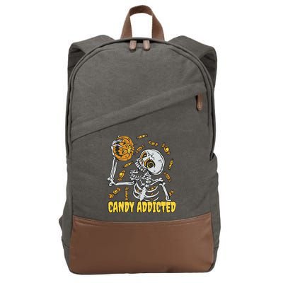 Candy Addicted Skeleton Halloween Cotton Canvas Backpack